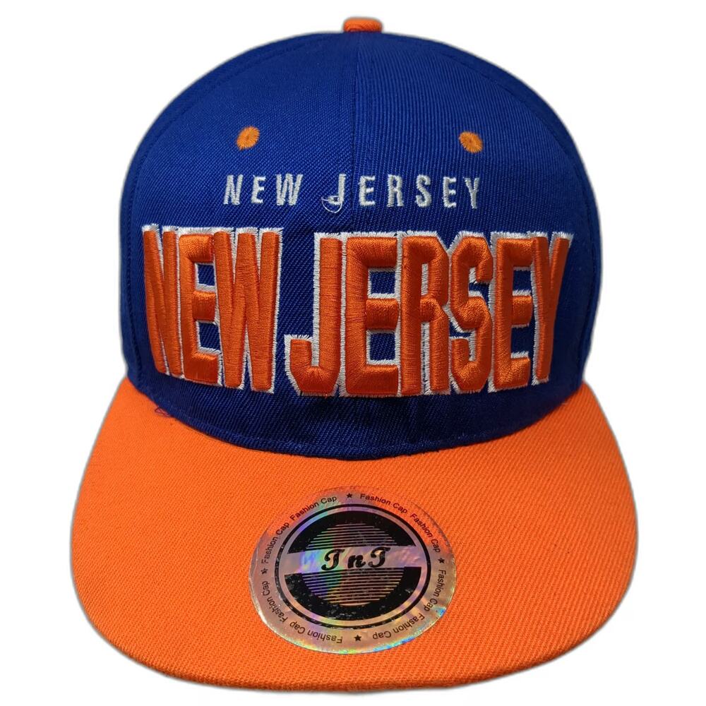 T&T Snapback Blue Orange One Size Hat New Jersey 3D Embroidery Under Brim Logo
